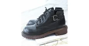 Black Lace Up Punk Rock Gothic Platforms Ankle Military Combat Rider Boots
