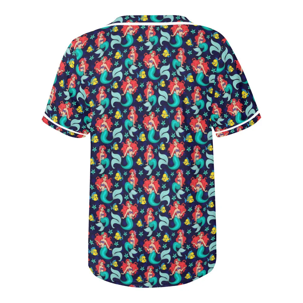 Disney Little Mermaid I Want To Be Where The People Are Baseball Jersey