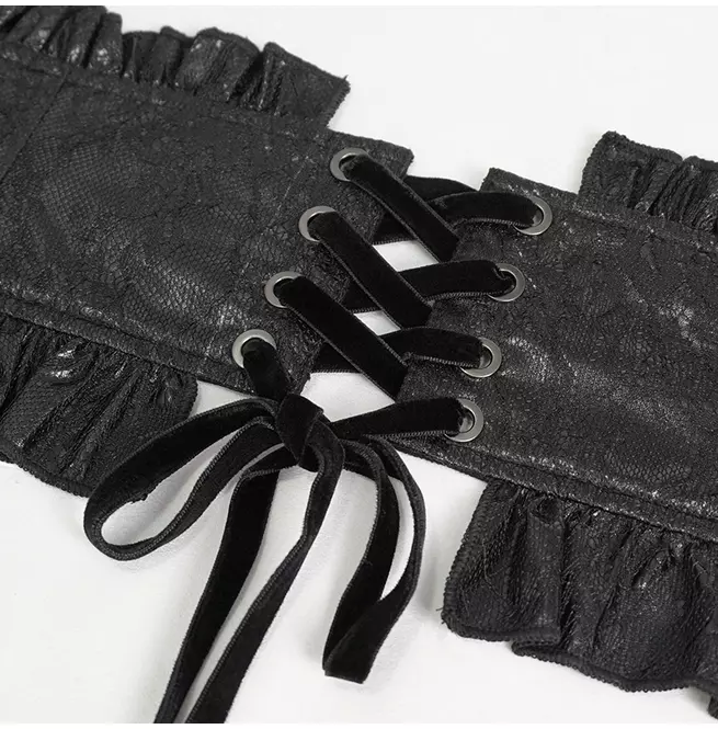 Gothic Ruffled Criss Cross Back Girdle
