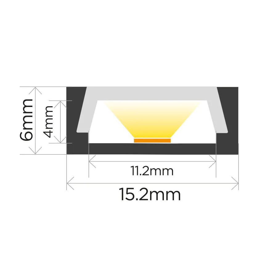 Integral LED Surface Cover Mounted Aluminium Profile Clip On With Frosted Diffuser 6x15.2x2000mm