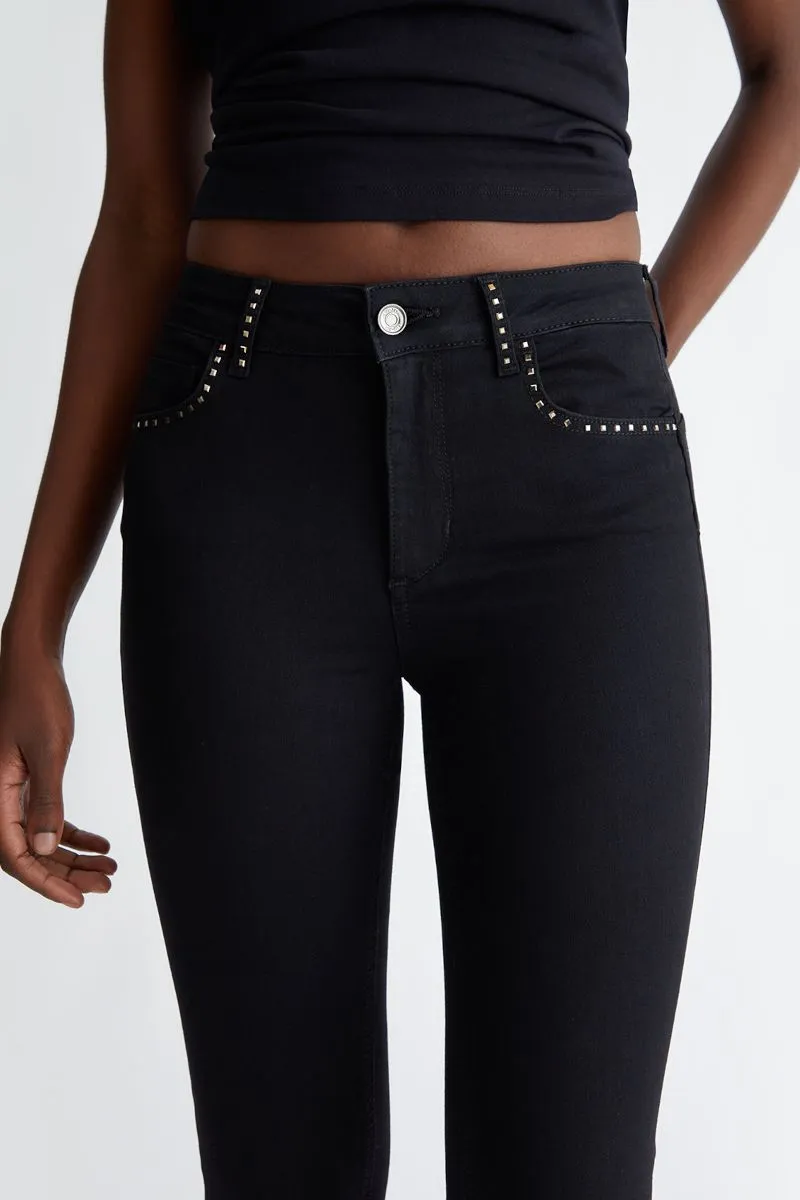 Jeans skinny a vita alta donna Nero
