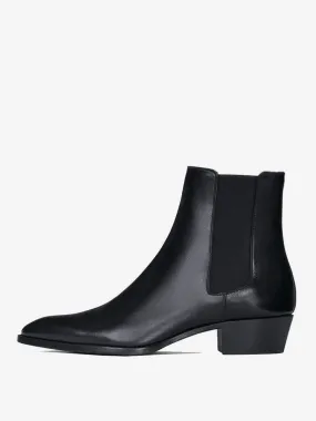 Men's Boots Chelsea Boots Black Cowhide Round Toe Slip On Short Ankle Boots