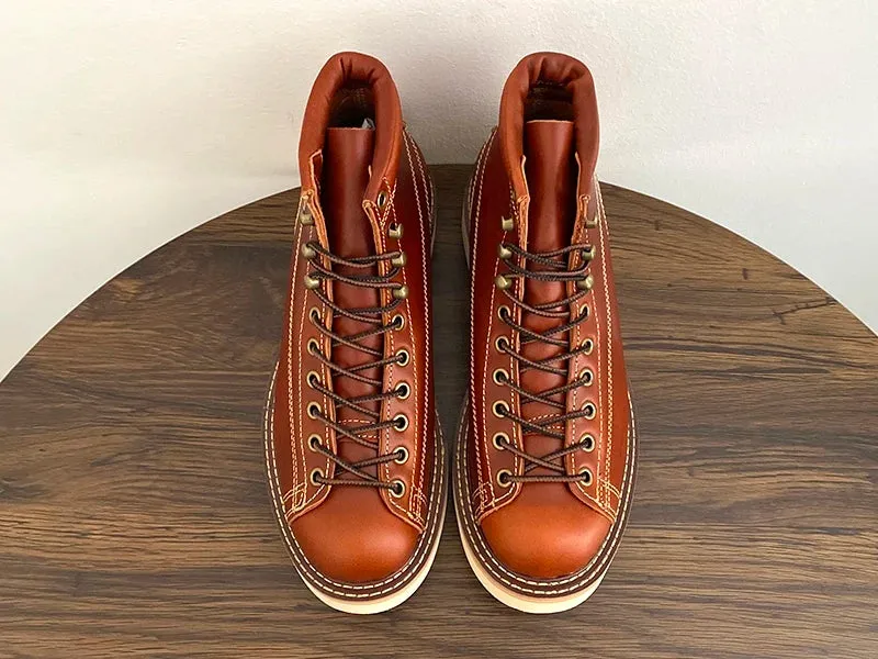 Men's Vintage Handmade Cow Leather Lace-up Motorcycle Ankle Boots