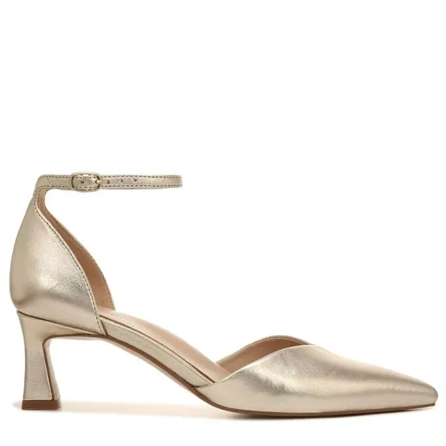Naturalizer 27 Edit Danica Gold Leather Fashion Ankle Strap Pointed Toe Pump Shoes