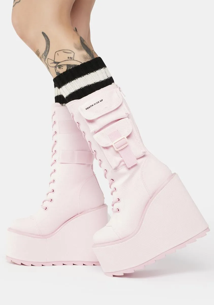 Pink Canvas Dune Desert Boots-