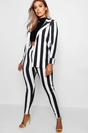 Plus Striped Pants Suits
