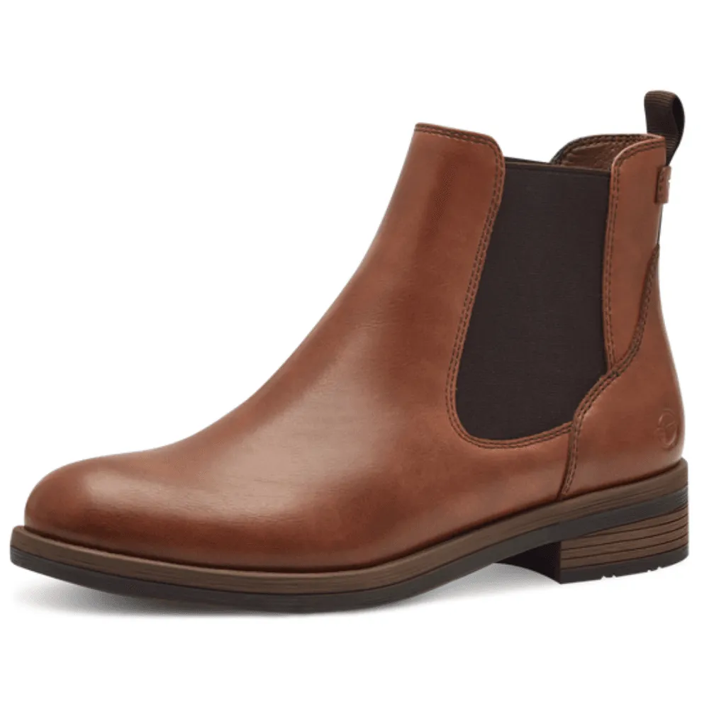 Tamaris 25312 Cognac Tan Slip On Chelsea Boots