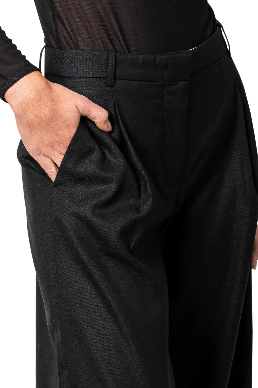 Wool full-cut tailored trousers
